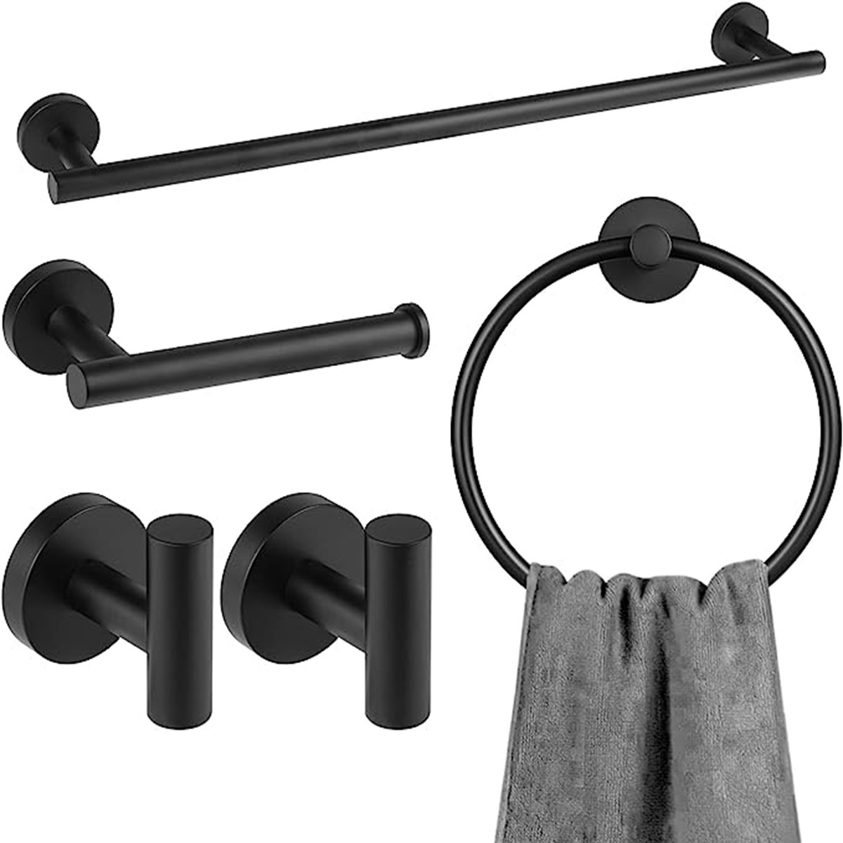 Cross-Border Stainless Steel Bathroom Accessories Towel Rack Set Bathroom Hardware Accessories Set Bathroom Towel Bar Set Complete Set