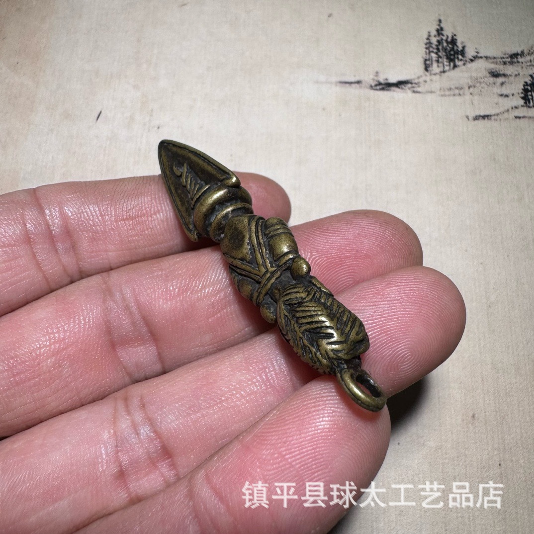 Brass Gold Steel Pestle Antique Small Handle Collection Keychain Pendant Small Jewelry