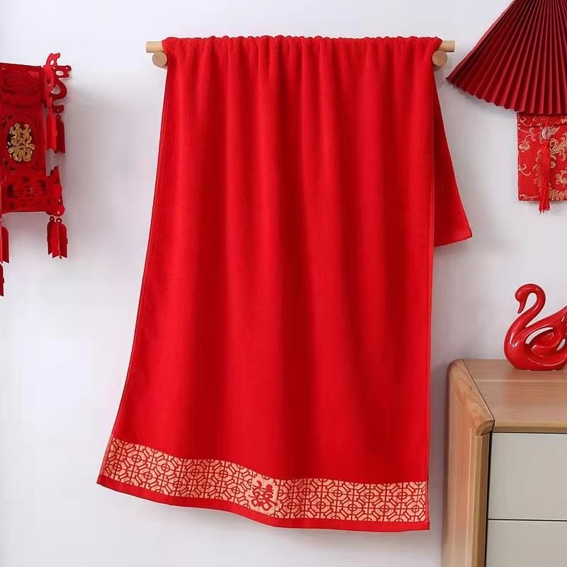 Набор свадебных полотенец и банных полотенец, красные праздничные полотенца, свадебный подарок, оптовая продажа