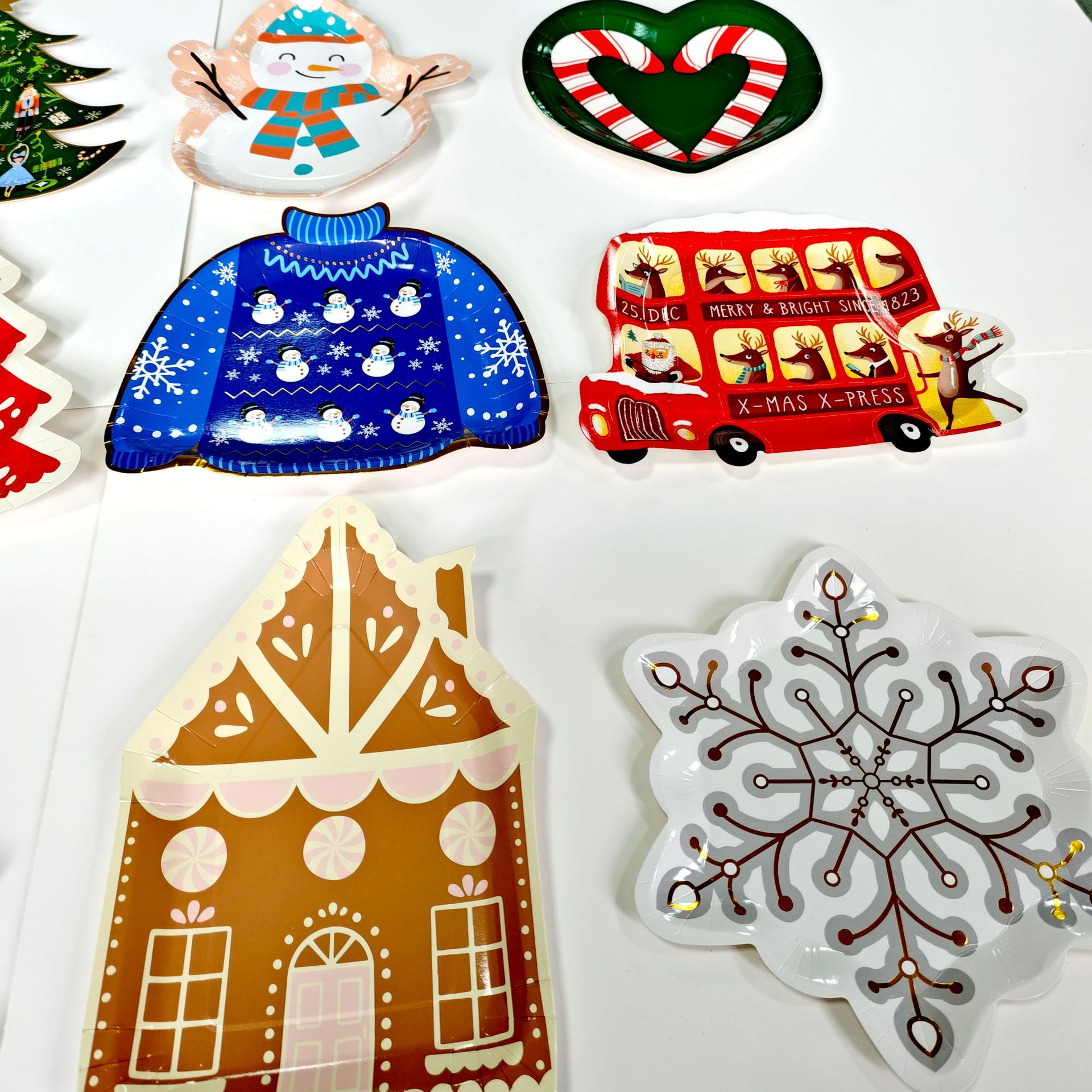 Party Disposable Special Shaped Paper Plate Paper Plate Christmas Theme Christmas Tree Santa Claus