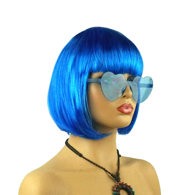 Halloween Event Props Colorful Wig Short Straight Hair Bob Hair Glasses Sunglasses Sun Funny Funny Headwear