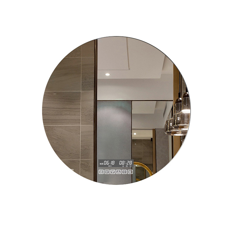 Cross-Border Exclusive Supply of Round Smart Bathroom Mirrors, Wall-Mounted Smart Mirrors with Frame, Bathroom Led Lighted Makeup Mirrors