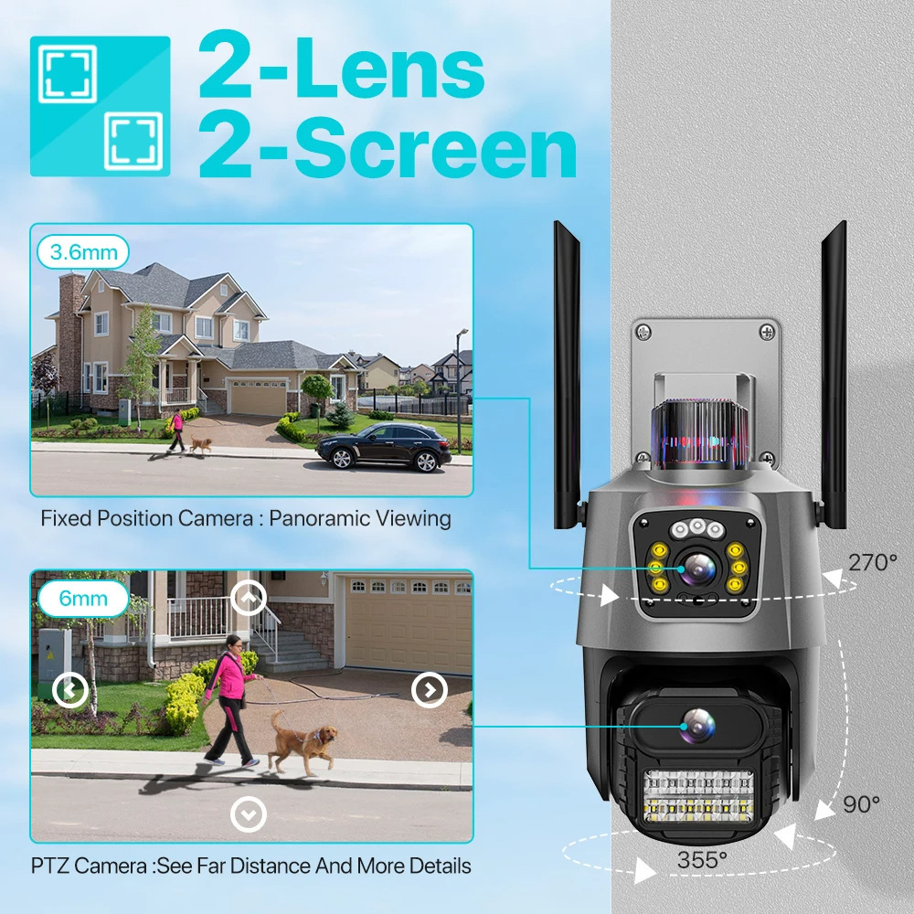 Cross-Border Hot-Selling S11-6Mp Smart Camera 360 ° Panoramic Ptz Humanoid Tracking Home and Commercial Use Icsee