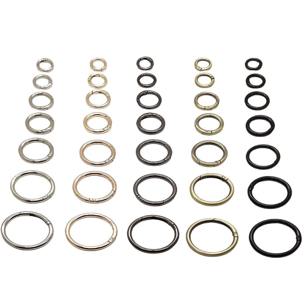 10-38mm Round Spring Ring Keychain Zinc Alloy Detachable Open Ring Metal Circle Luggage Accessories