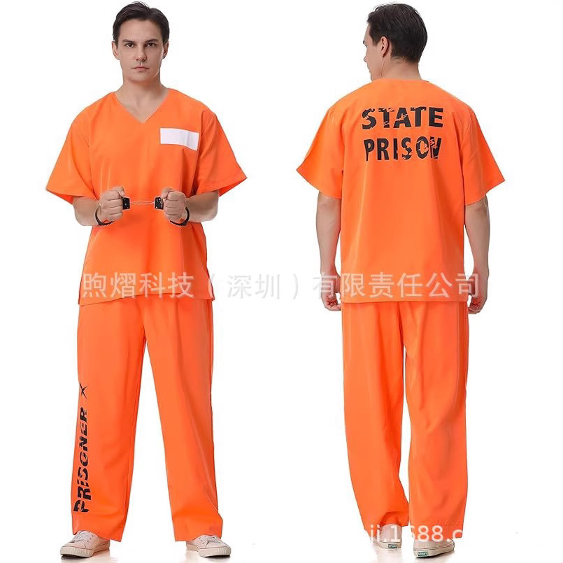 Cross-Border Halloween Cosplay Adult Prisoner Costume Prisoner Suit Suit Play Suit American Prison Uniform