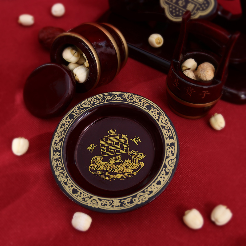 Large Child Bucket Wooden Concentric Lock Child Bucket Weighing Heart Ruyi Bride Dowry Wedding Supplies Wholesale