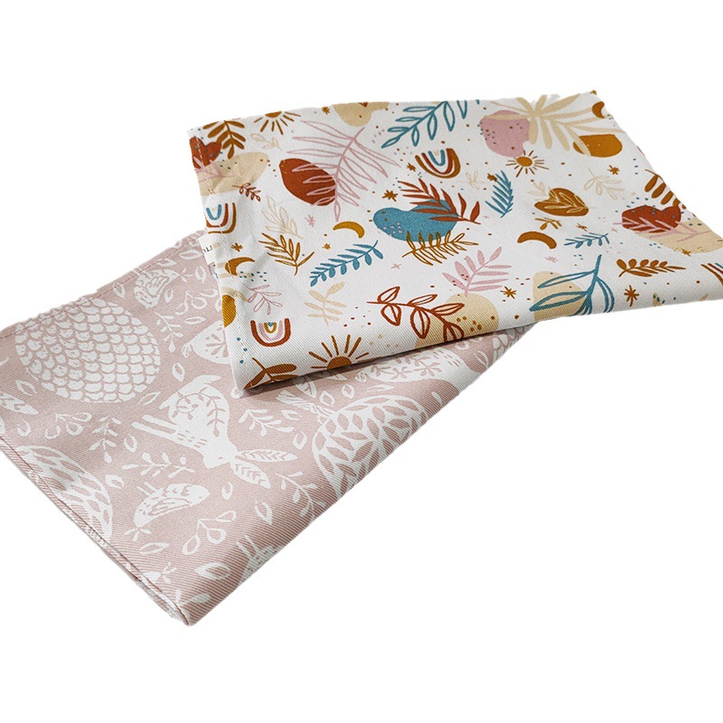 European and American Light Luxury Style Pure Cotton Tea Towel Supply Plant Flower Pure Cotton Tea Towel Kitchen Towel Cushion Cloth Foreign Trade Fabric Tea Towel