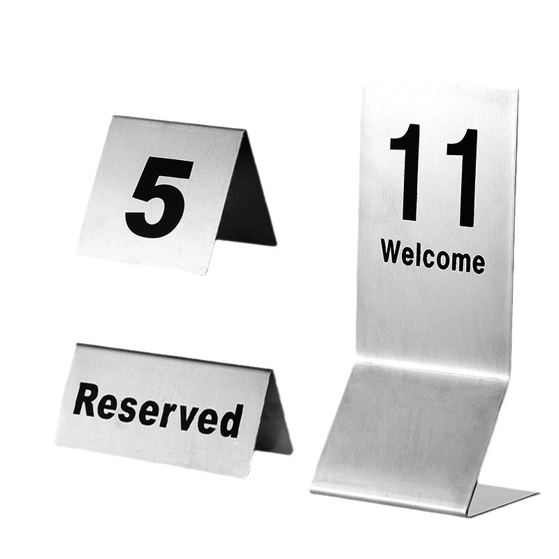 Stainless Steel Number Plate Restaurant Number Plate Reservation Plate No Smoking Plate Dining Table Plate Double-Sided Digital Call Plate Table Number