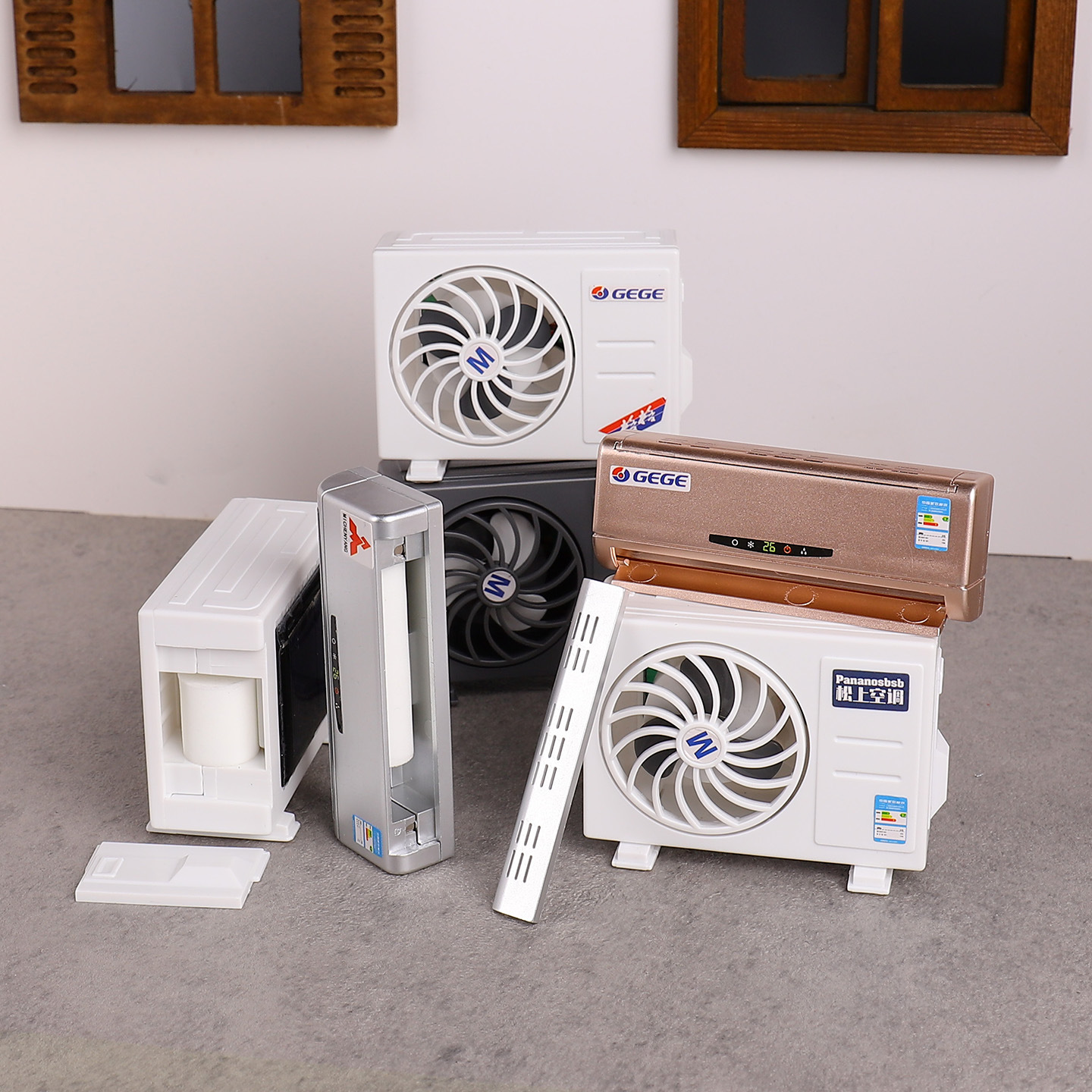 Miniature Scene Mini Artificial Air Conditioner Model Solar Air Conditioner Outdoor Unit Kidsren's Toys Doll House Accessories Props