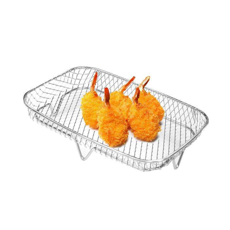 304 air fryer accessories three-layer rectangular rack French fries grill steaming rack Stainless Steel Grill kitchen tools