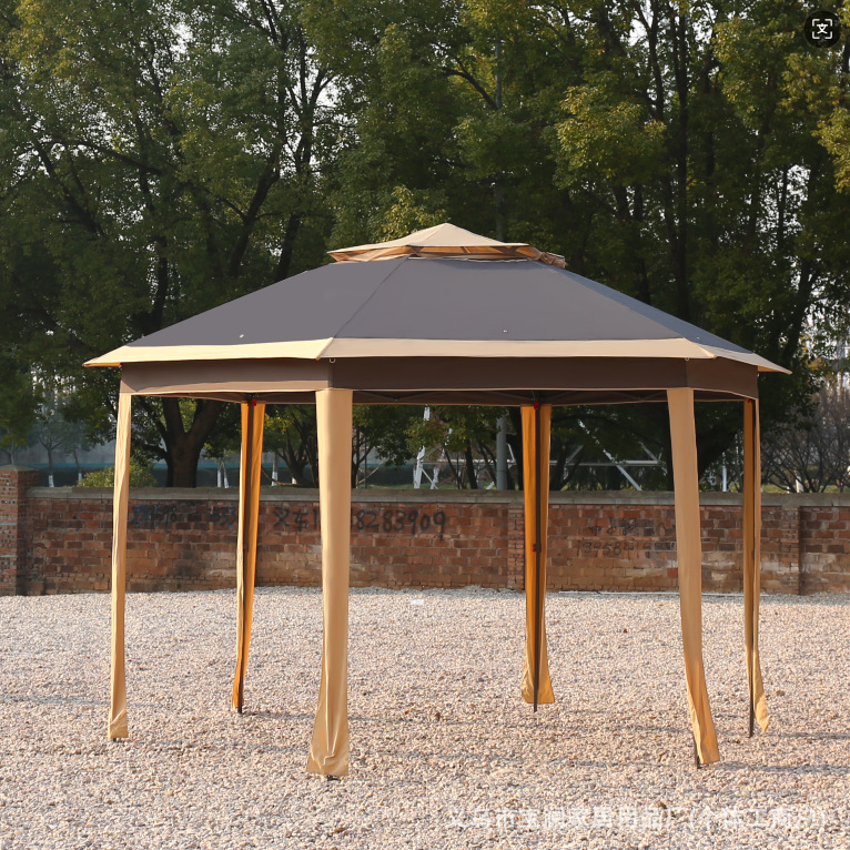 Outdoor pavilion Rome tent 3.3*3.3m hexagonal eaves folding canopy garden villa awning rain and mosquito prevention