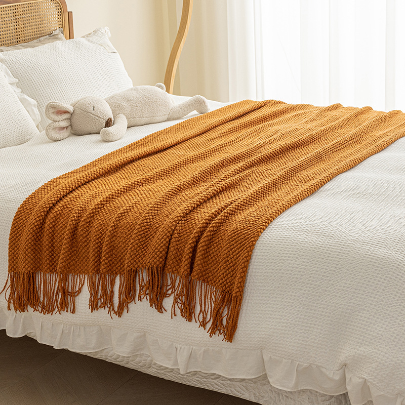ins Style Nordic Hotel Homestay Bed End Towel Office Nap Air-conditioning Blanket Cover Blanket Camping Sofa Blanket Towel Blanket