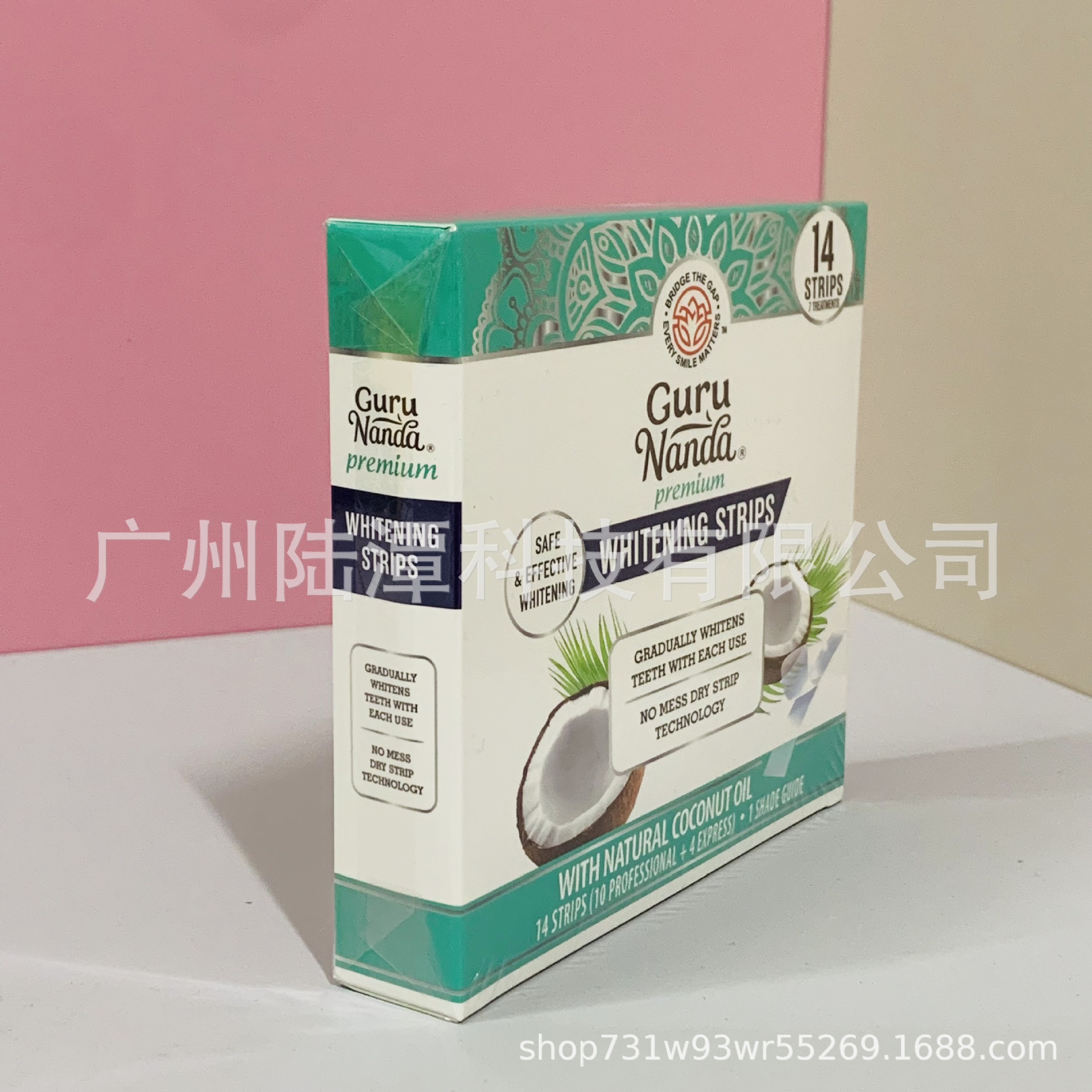 Tk Cross-Border Guru Nanda Tooth Strips Coconut Oil Mint Whitening Tooth Strips 14Pcs Cleaning Remove Yellow Stains White Wholesale