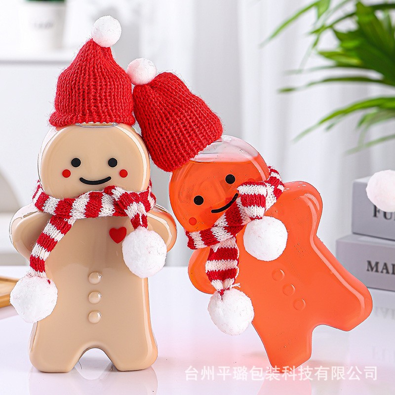 Highly Transparent Disposable Pet Plastic Bottle 250ml Transparent Gingerbread Man Bottle Beverage Milk Tea Cup Milk Tea Cup Milk Tea Bottle