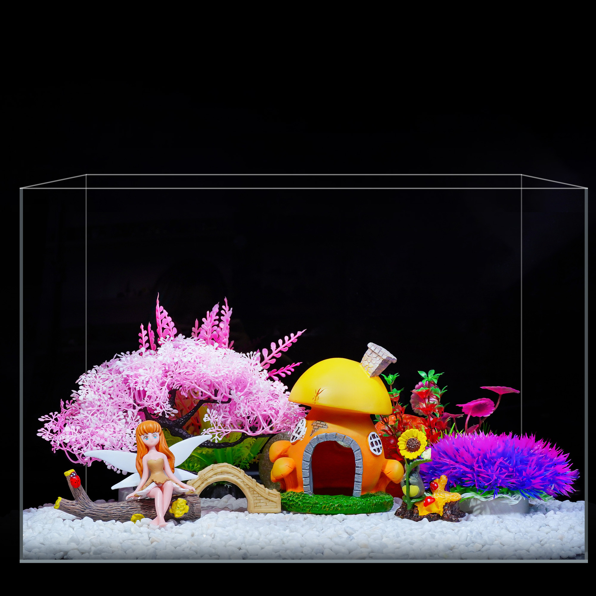 Fish Tank Landscaping Chinchilla Branch Plum Landscaping Ornaments Set Miyazaki Hayao Ladybug Series Micro Landscape Fish Tank Ornaments