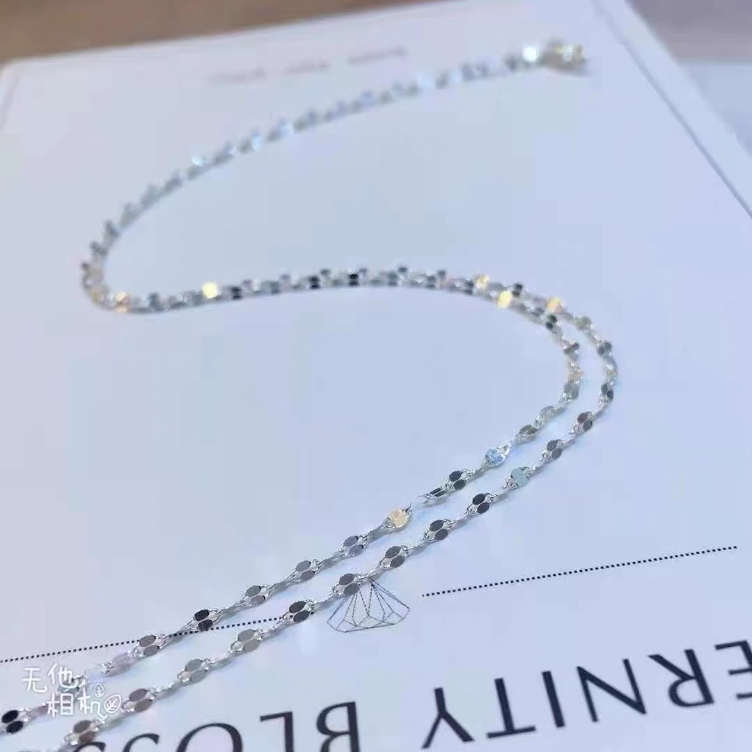 18K Gold Necklace Women's Color Gold Rose Gold Gold Chain White Golden Clavicle Chain Plain Chain Lip Chain Au750 Water Shell Wholesale