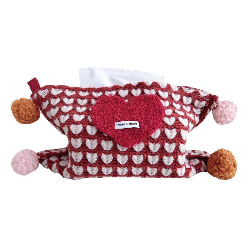 Meizuo Element Design Heart Knitted Tissue Bag Bedroom Living Room Tissue Paper Large Tissue Bag Tissue Box