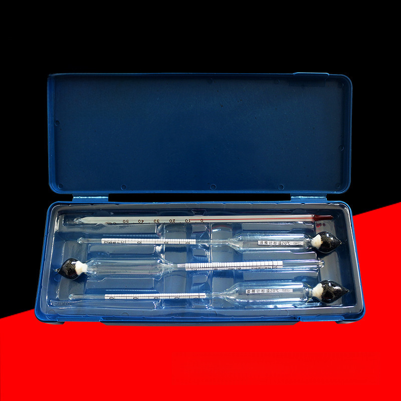 Wholesale three-group alcohol meter wooden boxed 0-100 single alcohol concentration specific gravity meter boxed alcohol tester