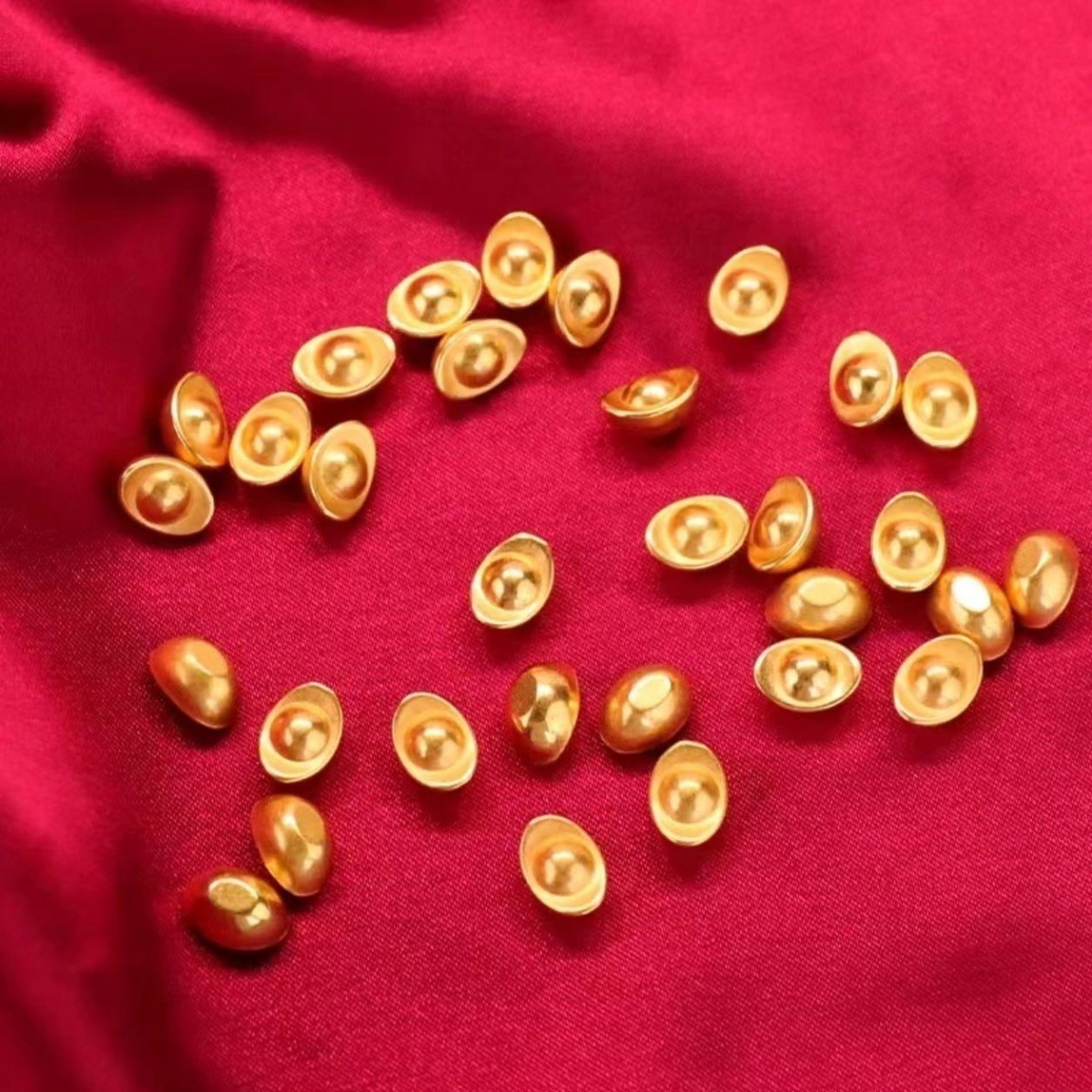 Chinese-Style Ingot Sand-Gold Small Ingot Imitation Metal Crafts Accessories Treasure Bowl Decorations Factory Wholesale Copperware