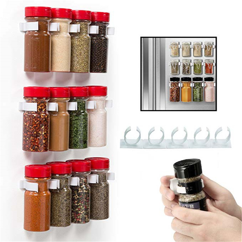 Punch-free seasoning jar storage rack modern simple white wall-mounted seasoning bottle rack