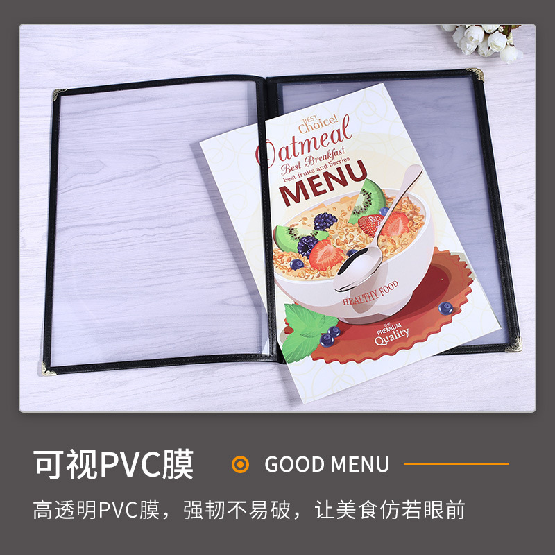 Pvc Transparent Menu Book A4 Menu Clip Order Book Drink List Shell Protective Cover DIY Personalized Menu Production