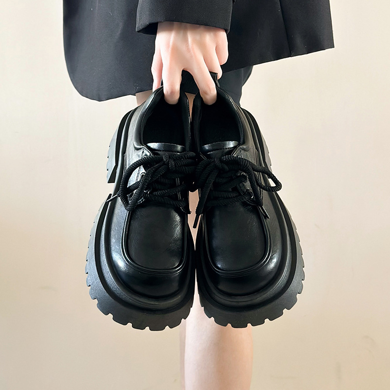 In-Stock Thick-Soled Women's Leather Shoes 2025 Spring New Style for Outdoor Wear with Skirts Mary Jane Loafers Women's Flats