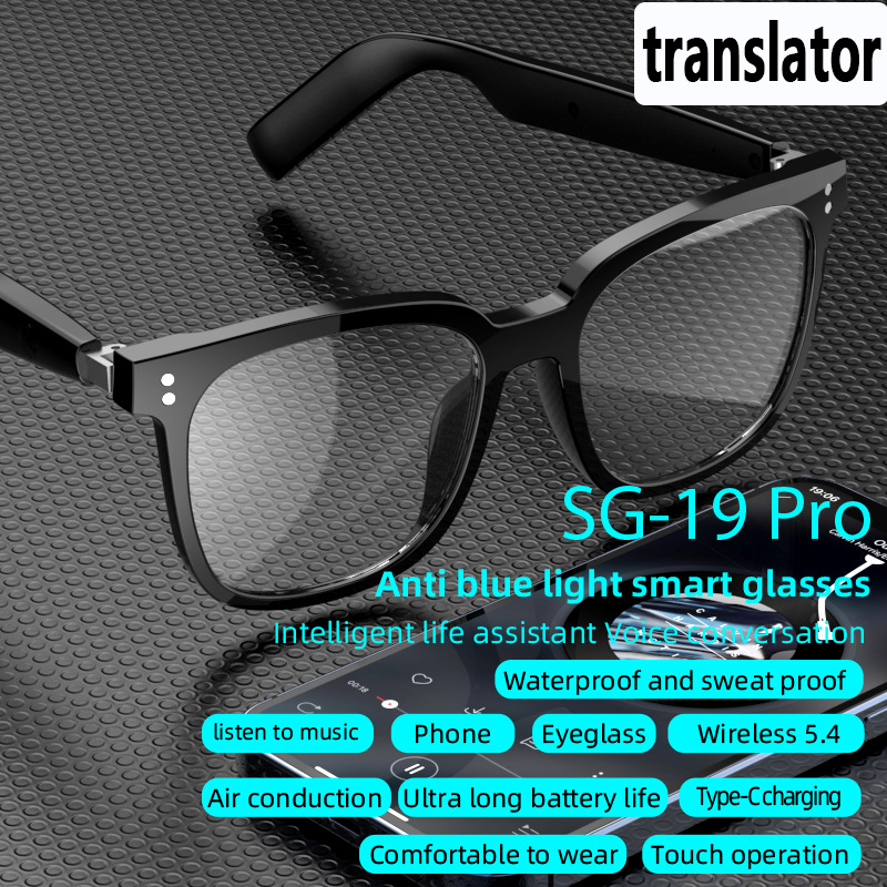 Ai Translation Glasses Bluetooth Smart Dialogue Glasses Overseas Translation Glasses Audio and Video Overseas Dialogue Voice Translation