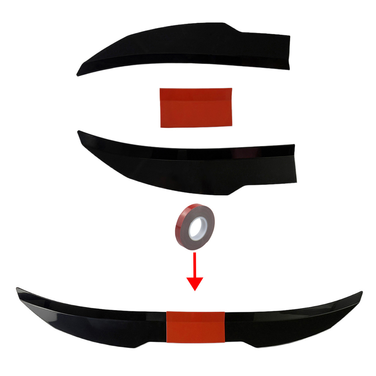 Universal Car Trunk Spoiler Modification No-Drill V-Shaped Rear Wing Car Roof Center Wing Abs Blade Style Rear Wing