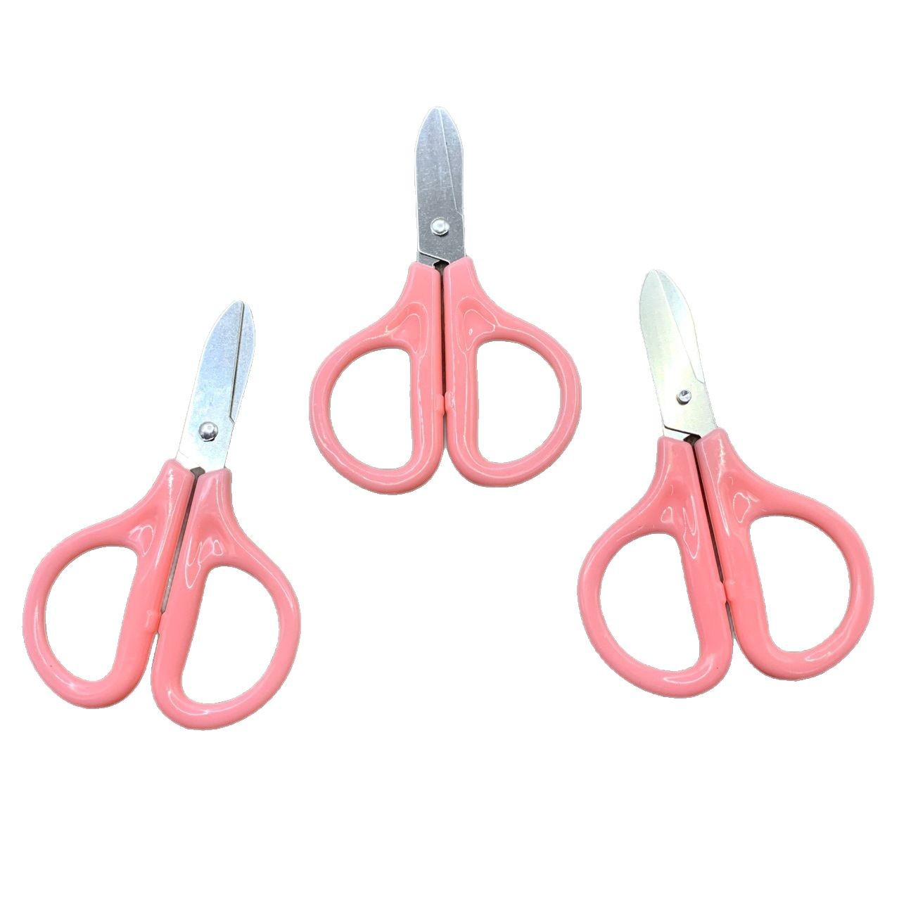 stainless steel safety handmade scissors children diy pink scissors thread plastic small scissors mini round head scissors