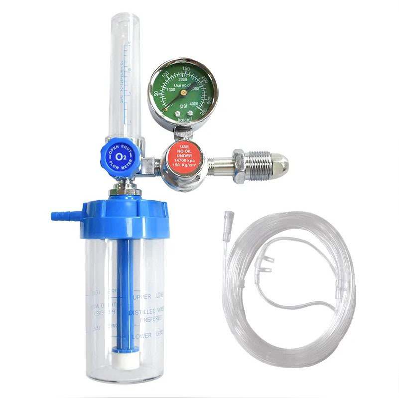 Buoy type oxygen inhaler oxygen regulator medical oxygen cylinder pressure reducer flow meter with nasal oxygen tube