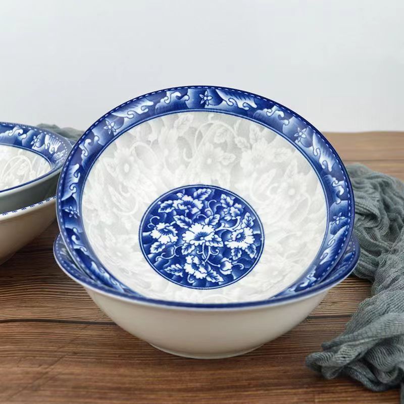Blue and white porcelain rice bowl large soup bowl large noodle bowl household pickled cabbage fish boiled fish soup basin ceramic rice bowl manufacturers wholesale
