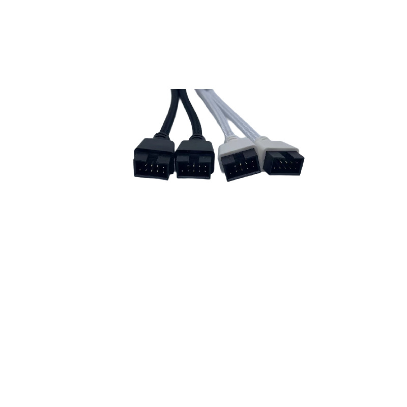 Motherboard USB2.0 9-pin to double 9-pin one-two 9PIN to double 9USB shielded wire mesh black white