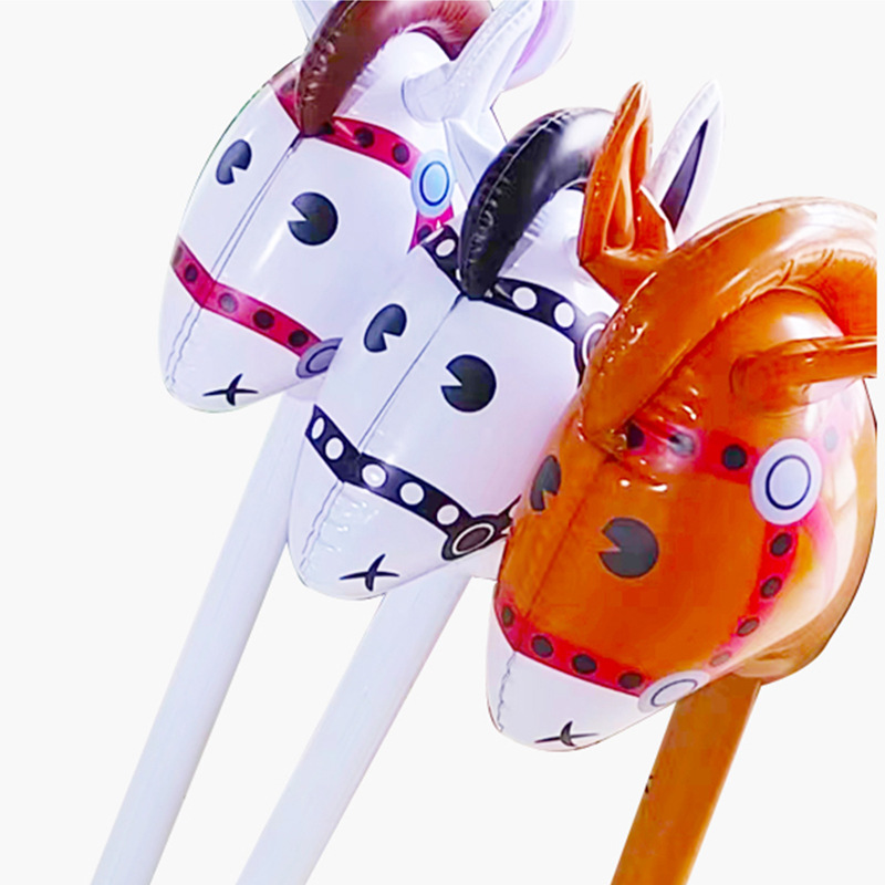 Spot cartoon inflatable stick horse head stick kindergarten game performance stage props horse head stick children's photography toys