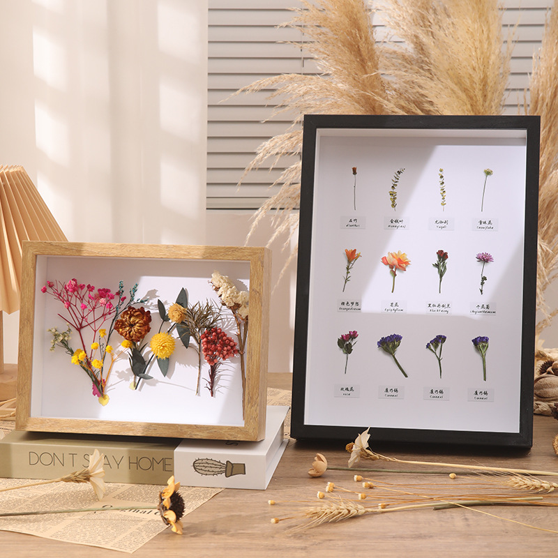 Hollow Photo Frame Customized Dried Flower Photo Frame Table High-End Insect Shell Building Blocks Butterfly Specimen Framed Picture Frame