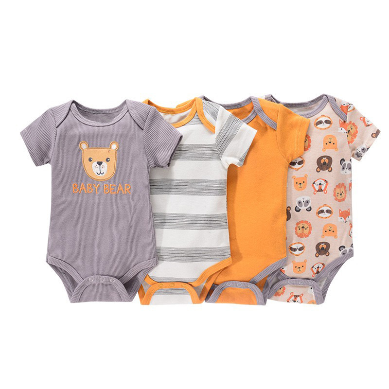 Summer baby short-sleeved climbing clothes suit 0-1 year old boys and girls baby cute bag fart four-piece wholesale foreign trade