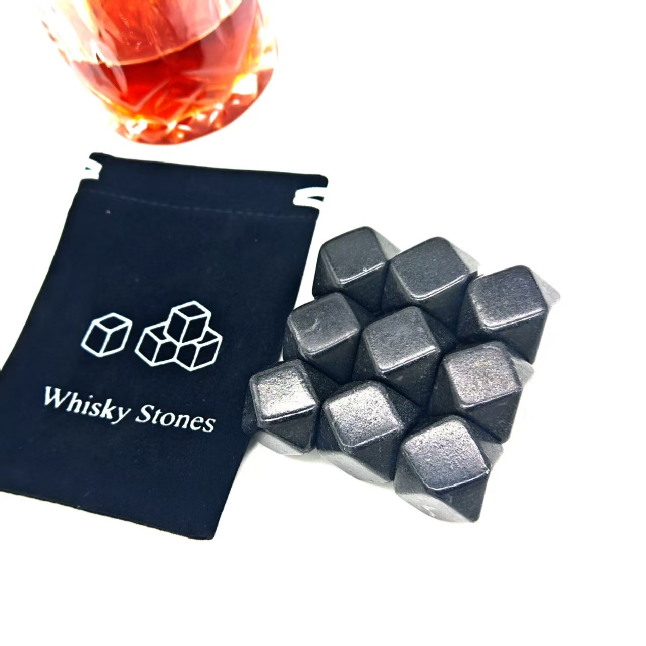 Ice wine stone octahedral whisky stones ice stone whiskey stone black bright shaped