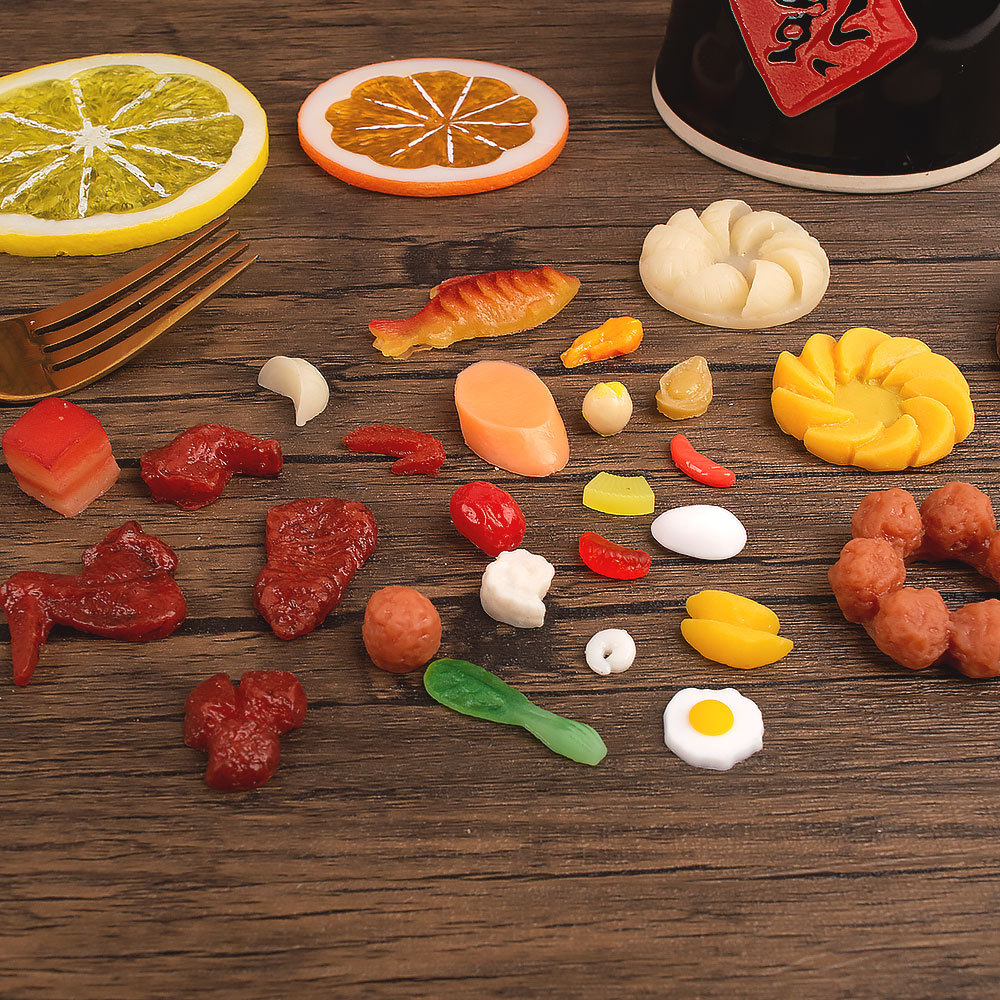 Food accessories model pvc artificial fish braised pork green vegetables miniature food play dollhouse doll house toy