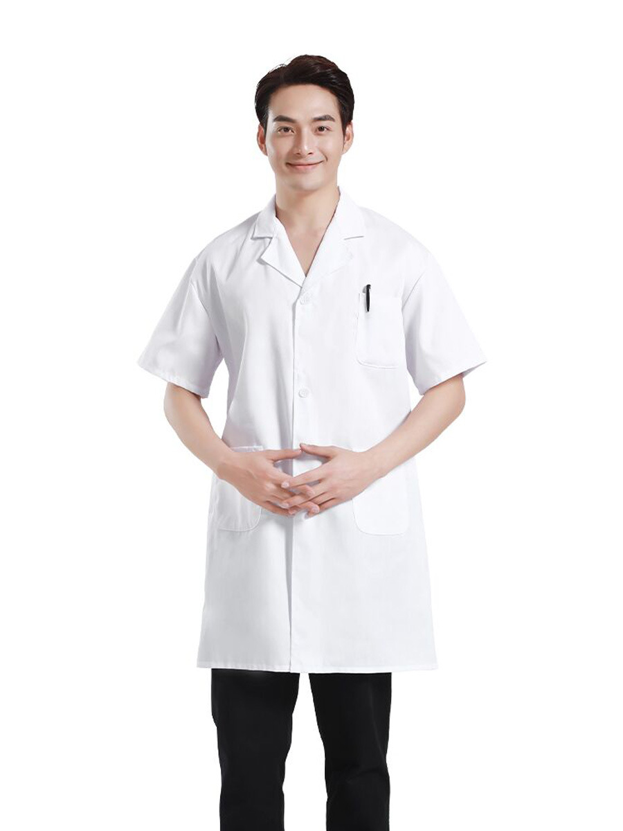 White Coat Custom-Made Polyester-Cotton Long and Short-Sleeved Pharmacy Work Clothes Food Factory Work Clothes Lab Coat Doctor Nurse Uniform Printing