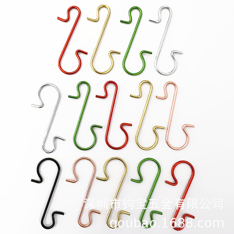 Металлический рождественский крючок золотой, красный, зеленый, серебряный, многоцветный