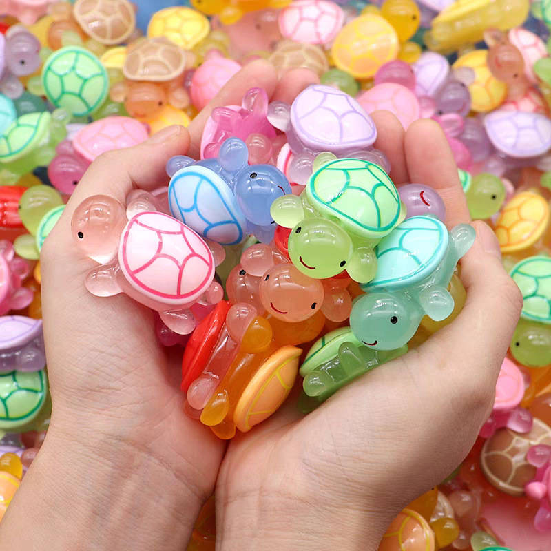 Internet Celebrity Cartoon Turtle Series Micro-Landscape Fish Tank Landscaping Ornaments Cute Colorfulful Little Turtle Luminous Ornaments
