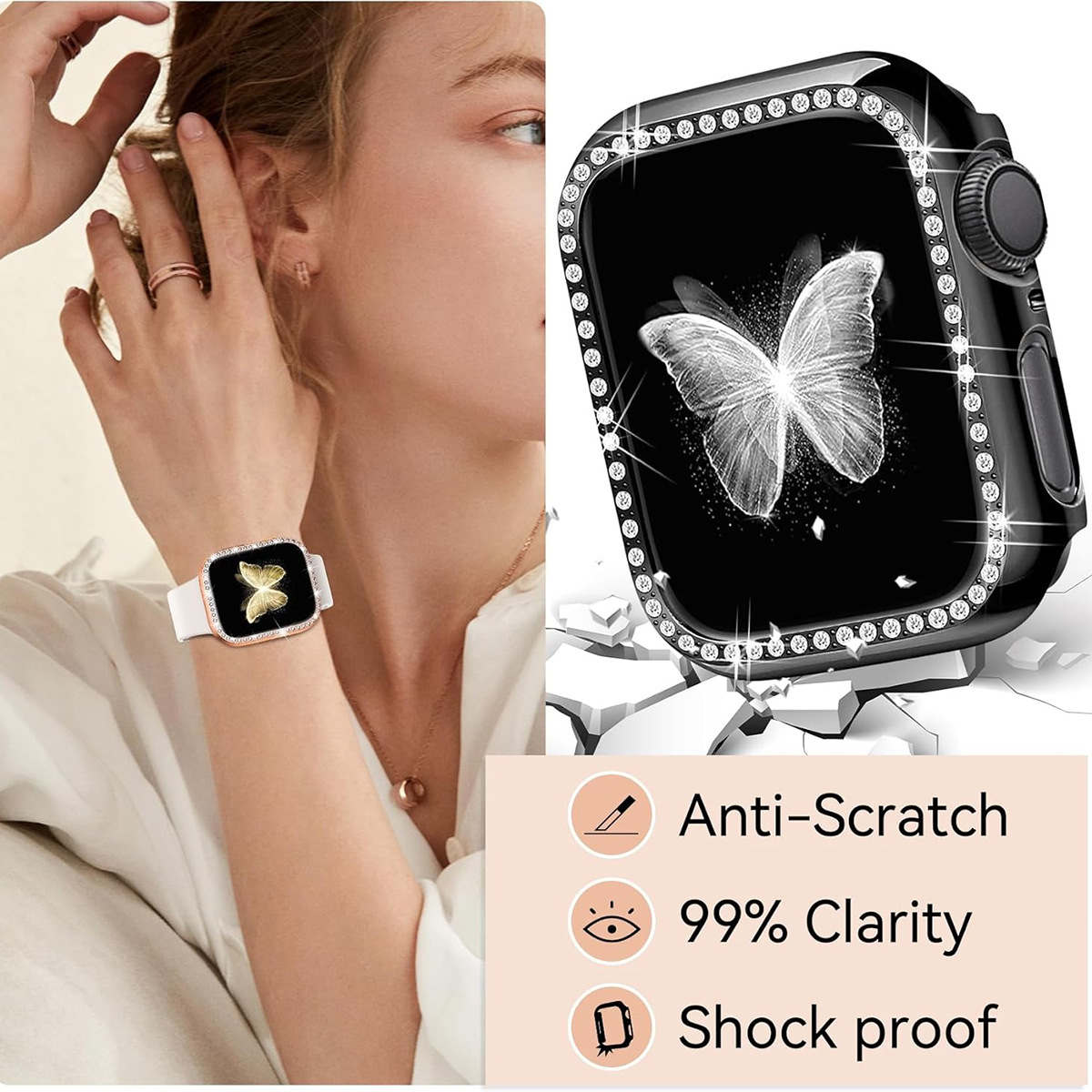 For Apple S10 single drill case Apple watch diamond hollow protective cover 42/46MM with drill frame