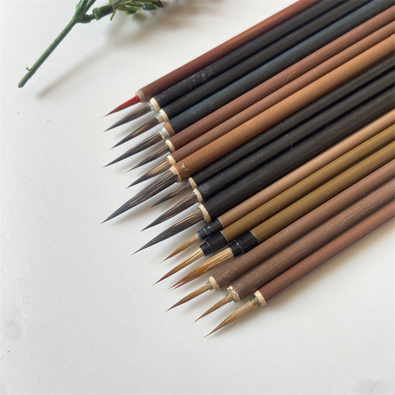 Fine brushwork hook line mouse beard fancy leaf band small red hair painting hook line writing brush drawing line White drawing traditional Chinese painting wolf brush