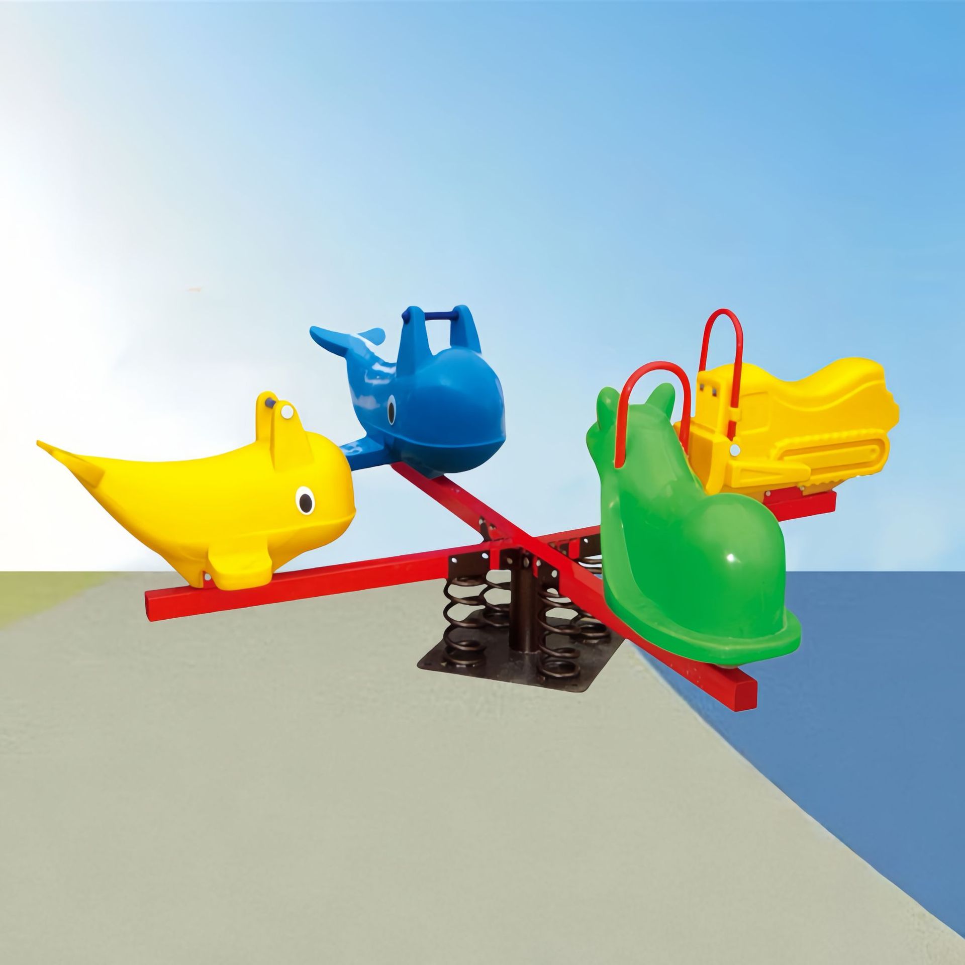 Spring seesaw rocking music room outdoor kindergarten community park children's double rocking horse toy amusement facilities