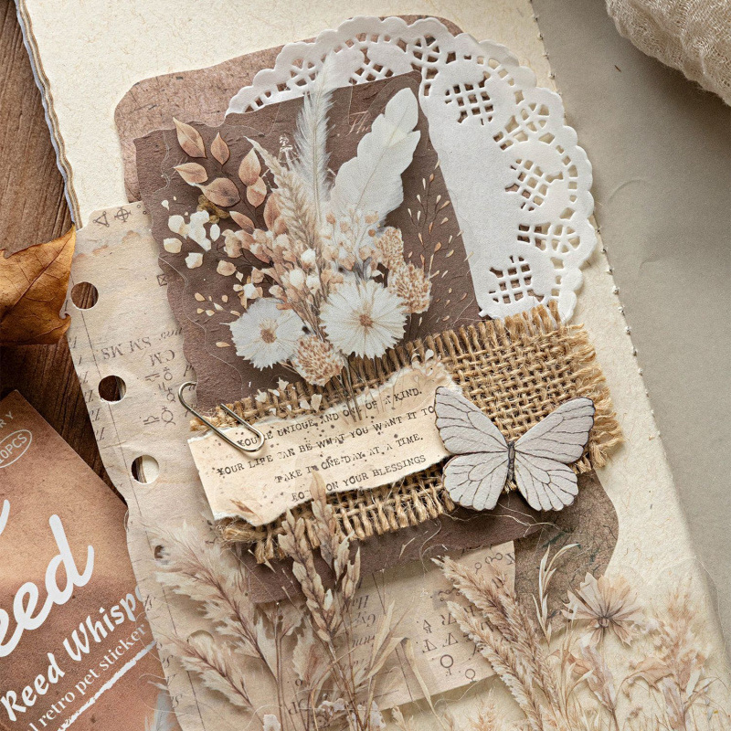 Sugar Poetry Pet Sticker Pack Reed Whispers Series Watercolor Style Dreamy Reed Journaling Collage Material