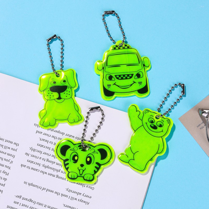 Smiley Face Five-Pointed Star Basketball Butterfly Reflective Pendant Pvc Night Keychain Backpack Pendant Fashion Versatile