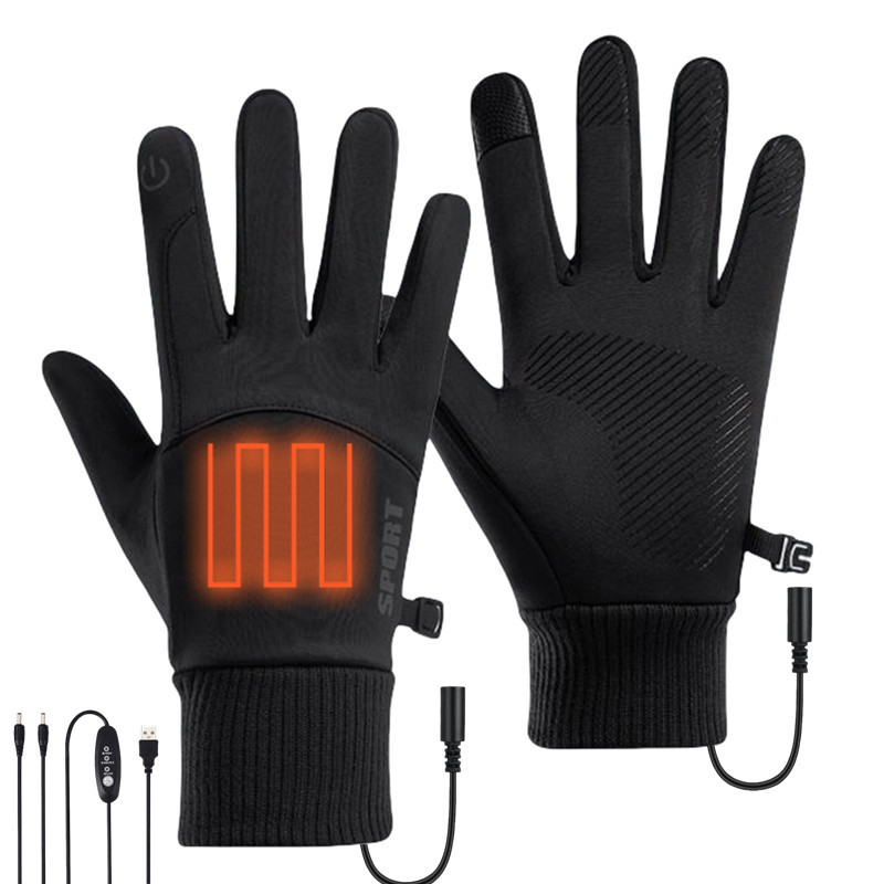 USB Electric Heating Gloves, Electric Heating Gloves, Three-Level Temperature Adjustment, Touch Screen, Winter Warm Sports Cycling Gloves