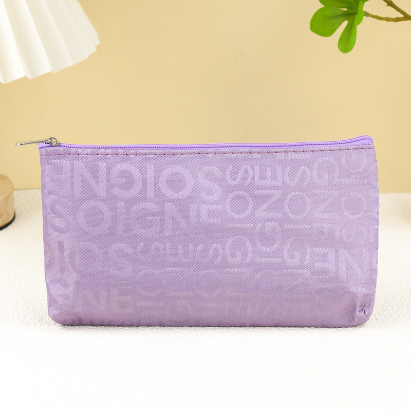 Korean Style Casual Bag Letter Jacquard Cosmetic Bag Horizontal Square Hand-held Cosmetic Bag Women's Wash Bag