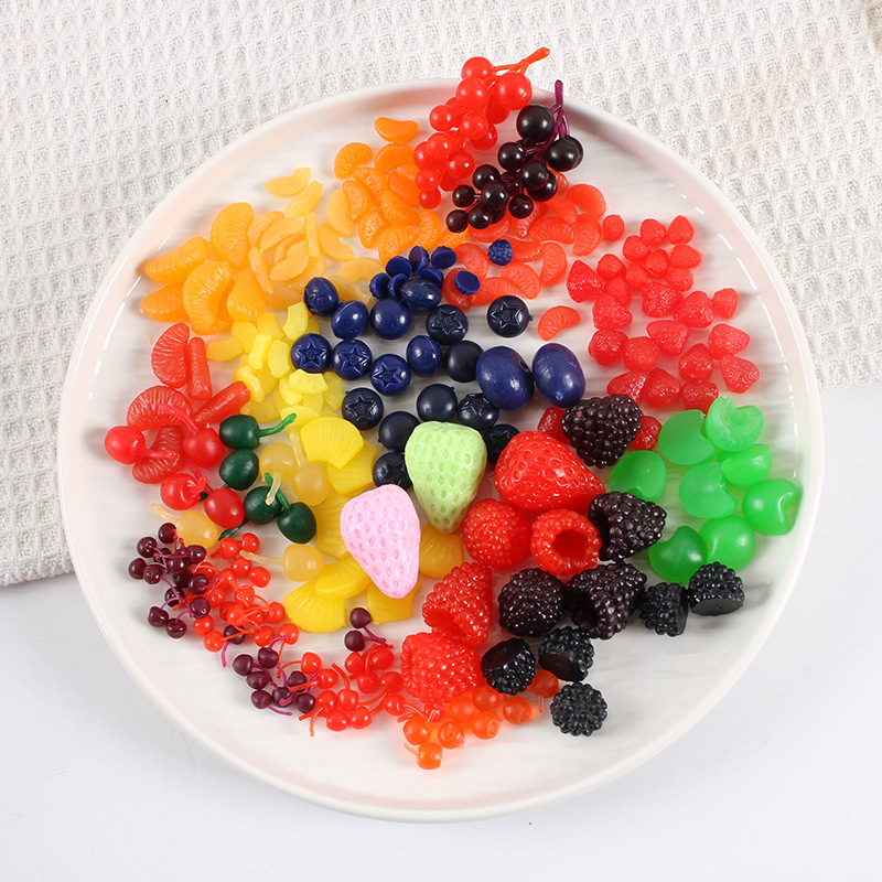 Модели фруктов клубники, вишни, апельсина, черники для декорации тортов, аксессуары для игр с едой