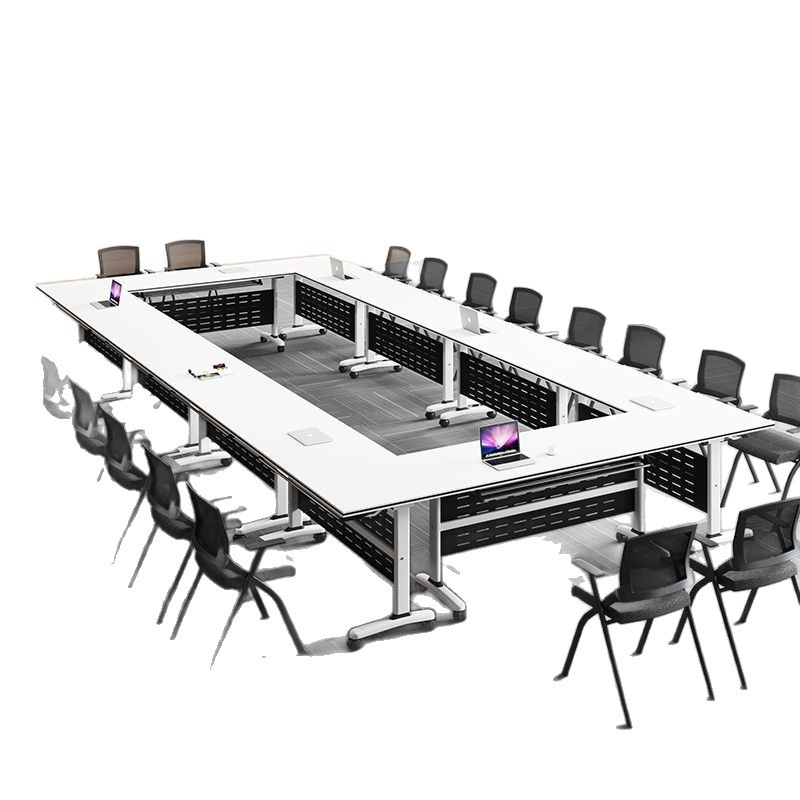 Mobile Desk Strip Table Mechanism with Wheels Splicing Double Educational Desk Folding Conference Table Training Table and Chair Combination