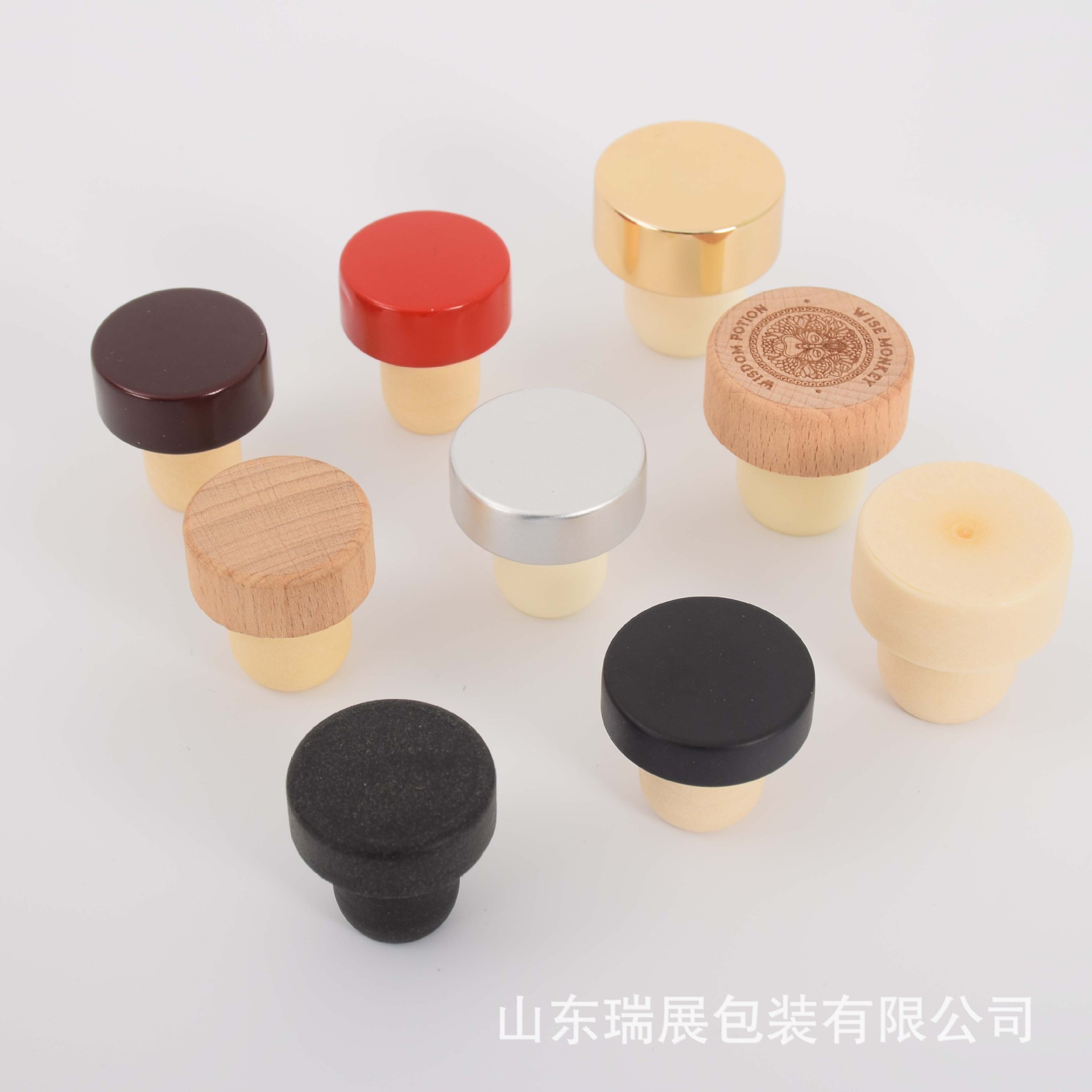 Spot Wholesale T-Shaped Polymer Sealed Oak Red Wine Aromatherapy Glass Bottle Solid Wood Stopper Wine Bottle Stopper